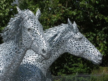 Galvanised steel horse sculpture