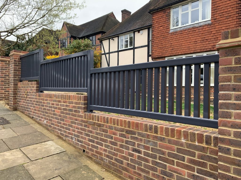 Galvanised, shot blasted and powder coated residential fencing in Wimbledon