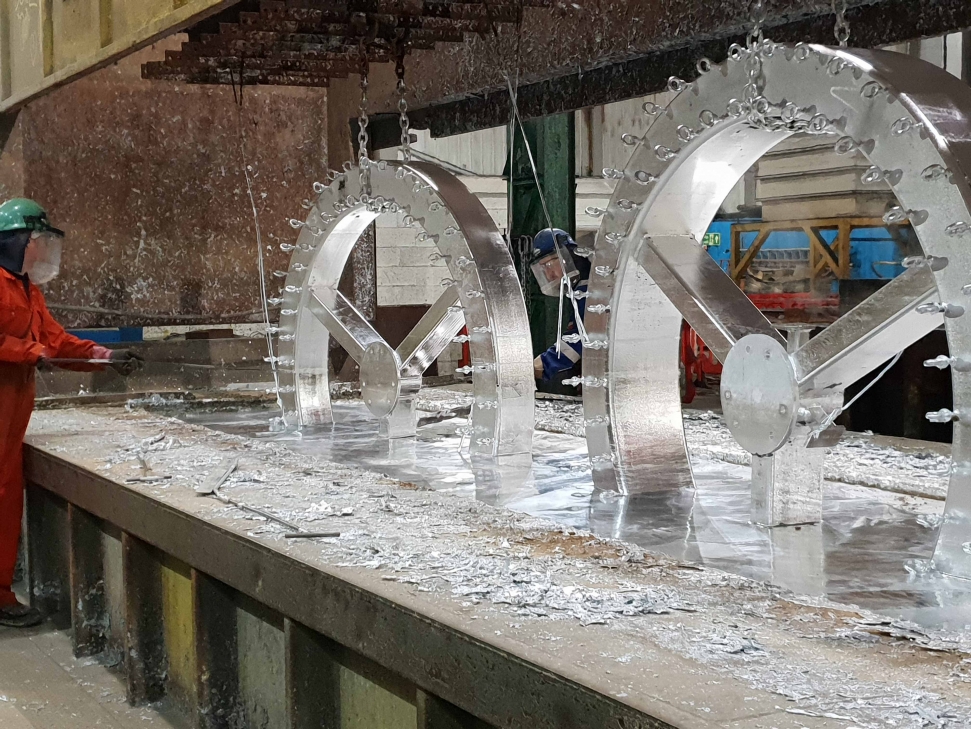 galvanised steel gear sculpture