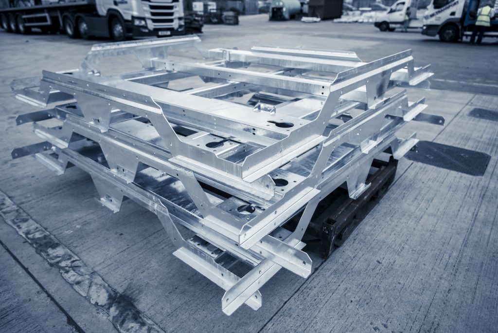 Hot dip galvanized frames at Joseph Ash Walsall