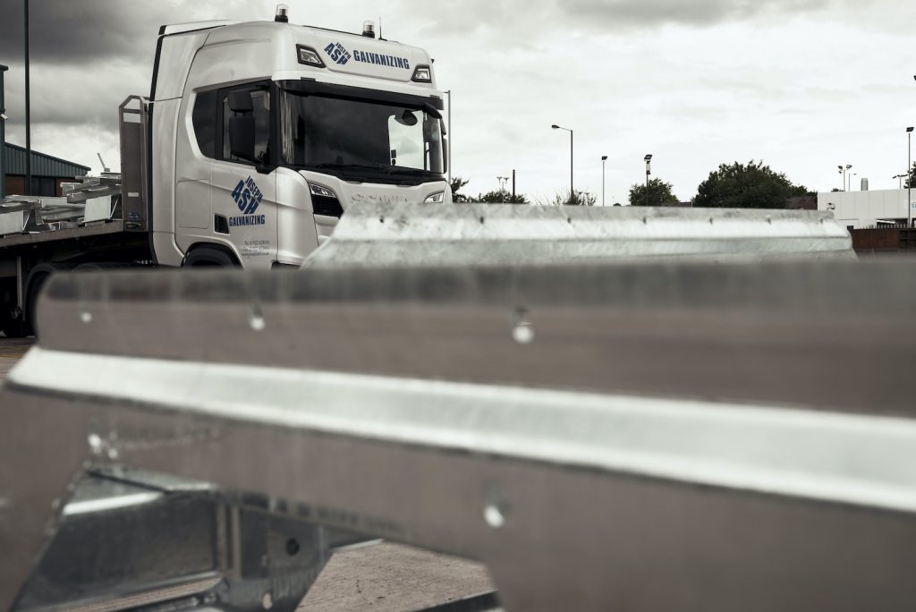 Lorry loaded with steel