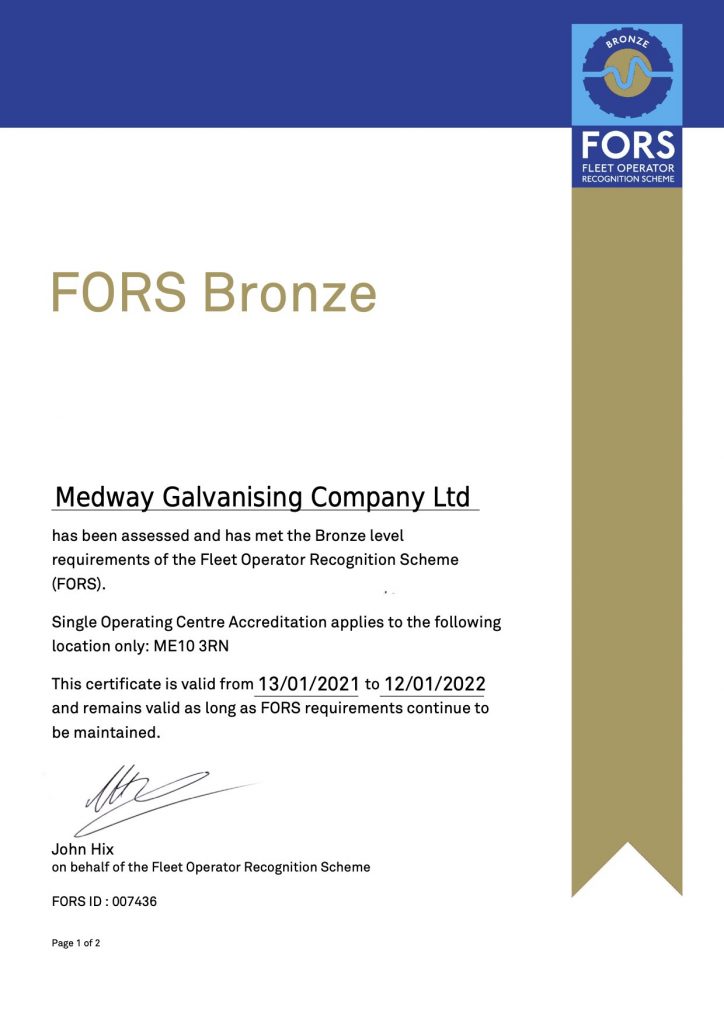 FORS Bronze Certificate